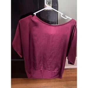burgundy short-sleeve satin blouse or top White House black market size medium